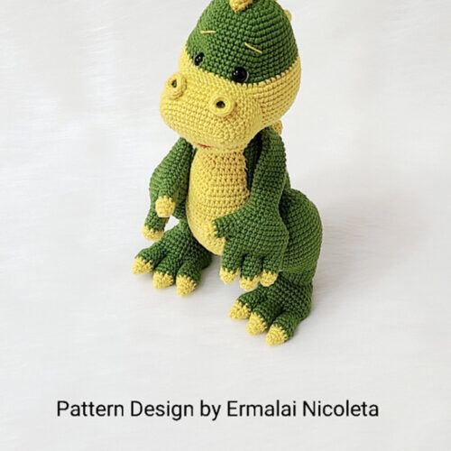 Kit de croșetat dinozaurul Dino - verde cu galben