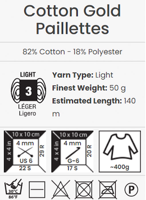 YarnArt Cotton Gold Paillettes - imagine 3